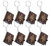 Mikikit 8 Piezas Llaveros Religiosos Miniatura Biblia Pequeña Colgante en Forma de Libro, Organizador de Llaves Resistente de Pvc y Metal para Regalos Espirituales y Comunión