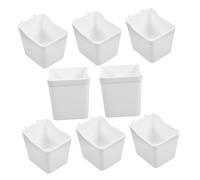 Mikikit 8 piezas Unidades Contenedores para Tablero Perforado con Ganchos Cajas Cuadradas Blancas para Almacenamiento Garaje Oficina Cocina y Taller Accesorios Organizadores para