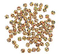 Mikikit 90 Piezas Cuentas de Strass para Manualidades Diy Cuentas Sueltas Resistentes para Pulseras y Collares Accesorios Dorados con de Colores para Fabricación de Joyas
