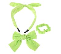 Mikikit Accesorios para Cabello de Niñas Lazos Verdes de Tela Diademas con Moño y Coleteros Elásticos para Peinados Diarios y Eventos Juego de Cómodas y Coordinadas para Cuidado