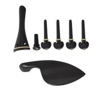 Mikikit Accesorios para Violín Profesional de Madera Ébano, Juego de 4 Piezas de Piezas de Cordal y Mentonera Negras para Instrumento Musical
