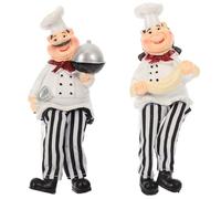 Mikikit Adorno de Chef de Resina para Cocina Estatua Decorativa de Pareja 2 Piezas Figuras de Chef con Patas Colgantes Decoración de Hogar Accesorios de Cocina para Parejas