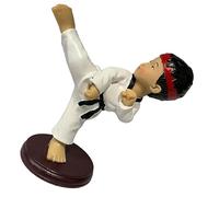 Mikikit Adorno De Niño De Taekwondo En Resina Diseño Artesanal, Figura Coleccionable Resistente y Estable, Adecuado para Decoración De Cumpleaños Chico y Regalos para Aficionados Marciales