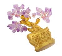 Mikikit Adornos de Cristal para Árbol Árbol de Dinero con Gema Curativa de Amatista Morada Natural Estilo Bonsái para Decorar la Mesa del Hogar Oficina Feng Shui