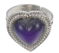 Mikikit Anillo Ajustable Que Cambia de Color Joyería Mujer Anillo de Emoción Temperatura Moda Corazón Abierto Verano