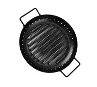 Mikikit Bandeja Redonda para Asar Acero Inoxidable Antiadherente Plancha de Barbacoa Portátil con Diseño de Doble Asa para Carne y Verduras Cocinas y Exteriores