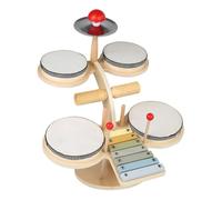 Mikikit Batería para Pequeños de Madera 1 Pieza, Instrumento Musical Educativo de Percusión Tipo Jazz, Juguete Didáctico 3 a 5 Años, Set de Batería Infantil para Desarrollo Creativo