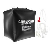 Mikikit Bolsa de Ducha Solar para Camping 1 Juego 40l PVC Negro | 1 Boquilla, 1 Manguera, Cuerda Gancho, para Barbacoas y Picnics, Formato Portátil