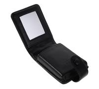 Mikikit Bolsa de lápiz Labial para Mujeres pequeño Estuche de Maquillaje para Bolso Bolsas de Maquillaje para Mujeres viajeras Bolso Acolchado pequeño PU Negro