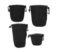 Mikikit Bolsa para Lentes De Cámara Neopreno Elástica para Fotógrafos Profesionales y Aficionados, Protección contra Polvo y Golpes, Set 4 Tamaños, Uso Portátil y Práctica, Color Negro