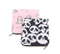 Mikikit Bolsas para Guardar Compresas Menstruales Impermeables 2 Piezas Diseño de Panda y Gato Organizadores Portátiles para Cosméticos y Pintalabios Ideales para Estudiantes y Viajes