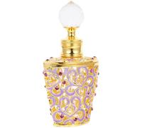 Mikikit Botella de Perfume de 10 Ml de Vidrio Púrpura Recargable Resistente a Roturas y Portátil, Diseño Artístico para Uso Hogar y Tocador