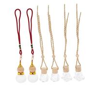 Mikikit Botellas de Perfume para Coche 6 Piezas Decoración Colgante de Cristal Vacía Adorno para Interior de Automóvil Aromaterapia Portátil para Espejo