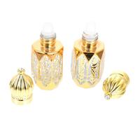 Mikikit Botellas Rellenables de Aceite Esencial de Vidrio Dorado 6ml Rodillo, Fáciles de Usar y Reducir Desperdicios, Paquete de 2 Piezas para Masaje y Aromaterapia Varios estilos