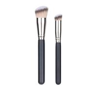 Mikikit Brochas de Maquillaje Diseño Ergonómico para para Base y Corrector Juego de 2 de Fibra Sintética para Aplicación Rápida y Compatible Crema, Líquido y Polvo