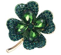Mikikit Broche de Clover con Diamantes para Mujeres Accesorio Verde para de San para Ropa y Elegante y