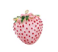 Mikikit Broche de Fresa Metálico Rosa para Mujer Pin de Solapa Frutal Ligero y Versátil Accesorio para Vestido Bufanda Mochila y Chaqueta
