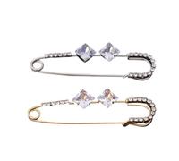 Mikikit Broches para Bufandas de Moda Circonitas Brillantes Imperdibles de Seguridad Dorados y Plateados Accesorios para Chal y Suéter Set de 2 Piezas para Eventos y Uso Diario