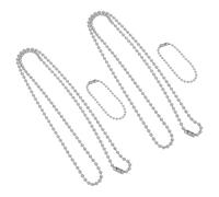 Mikikit Cadena de Medallas para Perros de Acero Inoxidable 3.2 Mm y 2.4x12 Cm, Kit de 4 Piezas con Conectores para Placas de Identificación, Resistente y Apta para Uso Exterior