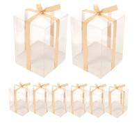 Mikikit Caja de Embalaje Transparente de PVC con Base y Lazo de Unidades para Pasteles y para Bodas Fiestas y Organización Elegante Color