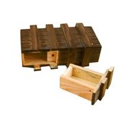 Mikikit Caja de Madera Grande Cajón Secreto y Triple Mecanismo de Bloqueo, Rompecabezas Educativo Seguro de 16x8,5x5,5 Cm para Ocultar Objetos Personales