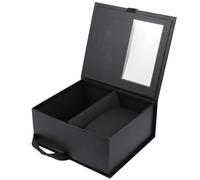 Mikikit Caja de Obsequio para Flores de San Valentín Estuche de Cartón Rígido Negro Ventana Semiabierta Contenedor para Embalaje Floral Reutilizable Adecuado para Regalos Románticos y