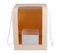 Mikikit Caja para Flores Transparente Grande Plegable de PVC Color Beige Caja Portátil para Embalar Ramos Frescos Adecuado para Bodas y Decoración Floral