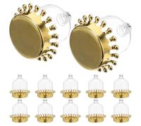 Mikikit Cajas para Dulces Estilo Europeo de Plástico Transparente con Base Dorada 12 Unidades Tarros Redondos con Tapa de Cúpula para Fiestas Bodas y Regalos Decorativos