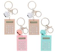Mikikit Calculadora Pequeña de Bolsillo Diseño de Galleta Llavero Colgante Práctico para Estudiantes Mini Calculadora Portátil de 4 Piezas Color Aleatorio Aleatorio