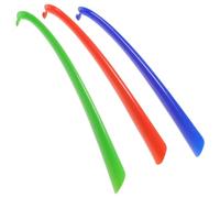 Mikikit Calzador Plástico Largo Curvo 3 Piezas Naranja Verde Azul para Uso Doméstico Práctico para Personas Mayores y Embarazadas Herramienta Auxiliar para Levantar Zapatos Fácil y