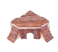 Mikikit Casa de Hámster de Madera Natural Agujero para Esconderse, Cabaña Atractiva y Funcional para Mascotas Pequeñas como Erizos