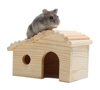 Mikikit Casa De Madera para Hámster y Pequeñas Mascotas Refugio Natural De Madera Sin Pintura para Escondites y Nidos Diversión y Seguridad para Roedores y Pequeños Mamíferos