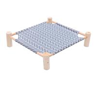 Mikikit Casa para Gatos y Cama de Cuatro Patas para Mascotas, Desmontable para Almacenamiento o Viaje, Estructura de Madera de Pino y Colchón de Algodón y Lino, Adecuado para Exteriores