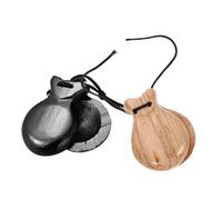 Mikikit Castañuelas Españolas de Madera Natural y Negra, 2 Piezas, Instrumento de Percusión Manual para Adultos, Sonido Resonante para Flamenco y Educación Musical