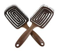 Mikikit Cepillo de Masaje Hueco Cabello 2 Piezas, Peine Ventilado para Secado Secador, Cepillo Desenredante Mango Antideslizante, para Cabello Seco y Húmedo, Cuidado del Cuero