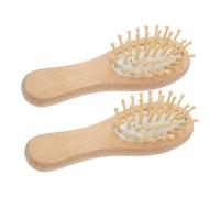 Mikikit Cepillo Masajeador De Cuero Cabelludo De Madera 2 Pcs Pequeño 12x4,5 Cm Peine De Dientes Anchos Portátil Unisex Cuidado Del Cabello En Casa y Viaje Portátil