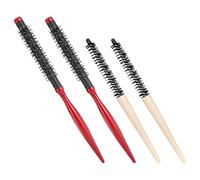 Mikikit Cepillos Cabello Redondos de Madera y Aluminio 4 Piezas - Peines Moldeadores de Viento Portátiles para Rizos y Cabello Grueso - Juego de Cepillos para Peinar y Rizar en Peluquería
