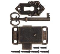 Mikikit Cerradura de Armario Vintage con Llave para Muebles y Cajones, Aleación de Zinc Dorada, Segura y Fácil Instalación, Estilo Antiguo Retro para Protección