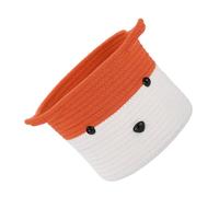 Mikikit Cesta de Almacenamiento Pequeña Tejida a Mano de Algodón Naranja | Asas Laterales, Forma Creativa y Aspecto Decorativo, para Juguetes y Objetos Sueltos en Casa o Armario