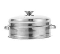 Mikikit Cesta de Vapor Inoxidable con Tapa y Doble Asa para Cocción al Vapor de Carne Verduras y Dumplings Compatible con Olla y Sartén