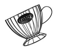 Mikikit Cesta Porta Café De Hierro Negra Grande Capacidad Soporte Para Cápsulas Organizador Almacenamiento Frutas Aperitivos Para Hogar Cocina Oficina