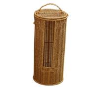Mikikit Cesta Redonda de Plástico Tapa para Almacenar Toallas y Papel Higiénico, Organizador Práctico para Baño y Hotel Diseño Elegante y Funcional