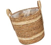 Mikikit Cesta Trenzada para Almacenamiento de Material Natural Marrón Portátil con Diseño Clásico para Actividades al Aire Libre y Adorno Natural