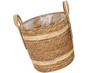 Mikikit Cesta Trenzada para Almacenamiento de Material Natural Marrón Portátil con Diseño Clásico para Actividades al Aire Libre y Adorno Natural