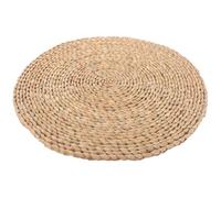 Mikikit Cojín Redondo Trenzado de Junco para Sentarse, Alfombrilla Natural para Meditación y Suelo, Diseño Clásico y Tonalidad Cálida para Dormitorio o Sala