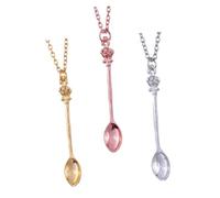 Mikikit Collar Colgante Cuchara Real 3 Piezas Clásico Bisutería Mujer Hip-hop Fiesta Elegante Oro Plata Rosa