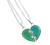 Mikikit Collar Colgante Que Cambia De Color Sensor De Temperatura De Alas y Corazón a Juego, Acero Inoxidable, Para Parejas, Obsequio Romántico, Tamaño Mediano