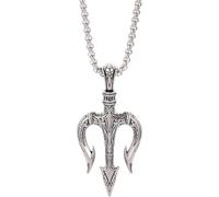 Mikikit Collar con colgante de lanza para hombre de acero inoxidable cadena de 60 CM estilo oscuro vintage joyería resistente para uso diario obsequio adecuado para novio y amigos