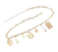 Mikikit Collar de Aleación Dorado Cadena de Cuello Femenina Versátil y Resistente Colgante de Rostro Humano para Mujer para Uso Diario y Fiestas