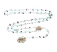 Mikikit Collar de Cuentas Rosario para Hombre, Nuestra Señora de Guadalupe, Verde, Collar Religioso Católico de Oración, Joyería Masculina, Cadena de Cuentas Pulidas para Uso Diario
